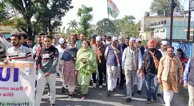 कांग्रेस ने पांवटा साहिब से शुरू की जनजागरण पदयात्रा, लोगों को बताएंगे भाजपा की जनविरोधी नीतियां