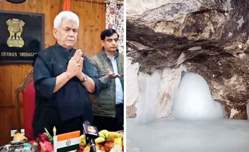 मनोज सिन्हा ने किए बाबा बर्फानी के दर्शन, पहली पूजा में वीडियो कान्फ्रेंसिंग से जरिए हुए शामिल