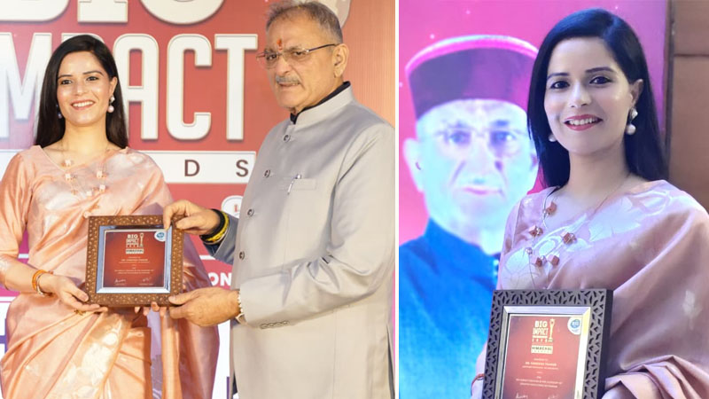 Mrs Himachal-2018 डा. वंदना ठाकुर को मिला बिग इम्पैक्ट अवार्ड-2026, राज्यपाल ने किया सम्मानित