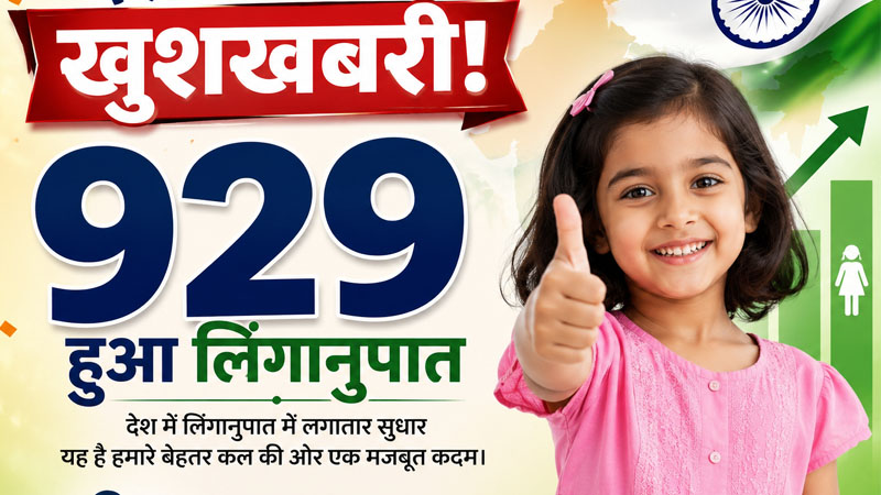 देश के लिए बड़ी खुशखबरी, 929 हुआ लिंगानुपात, बेटी बचाने और पढ़ाने के आए सुखद परिणाम