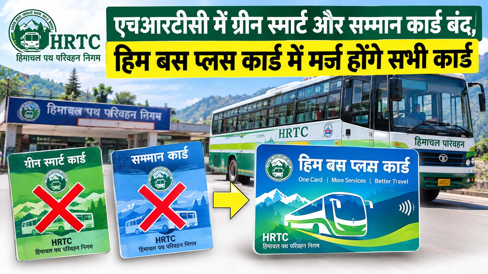 एचआरटीसी बसों में ग्रीन स्मार्ट और सम्मान कार्ड बंद, हिम बस प्लस कार्ड में मर्ज होंगे सभी कार्ड