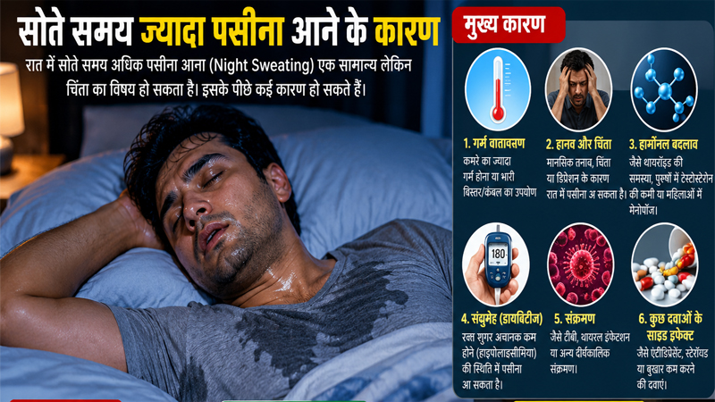 ये रहे रात को जरूरत से ज्यादा पसीना आने के कारण, ऐसे पाएं राहत